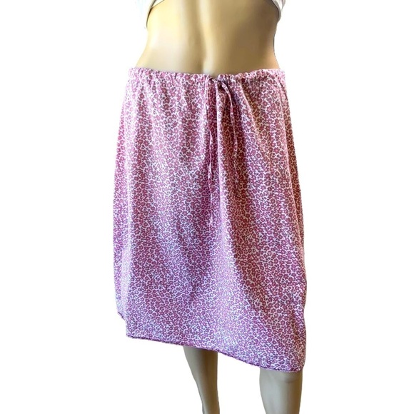 Bass Dresses & Skirts - Bass Womens Pink Floral Cotton Midi Drawstring Skirt Size Medium